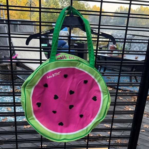 Betsey Johnson Pink and Green Watermelon 18” insulated tote Bag - Picture 3 of 14